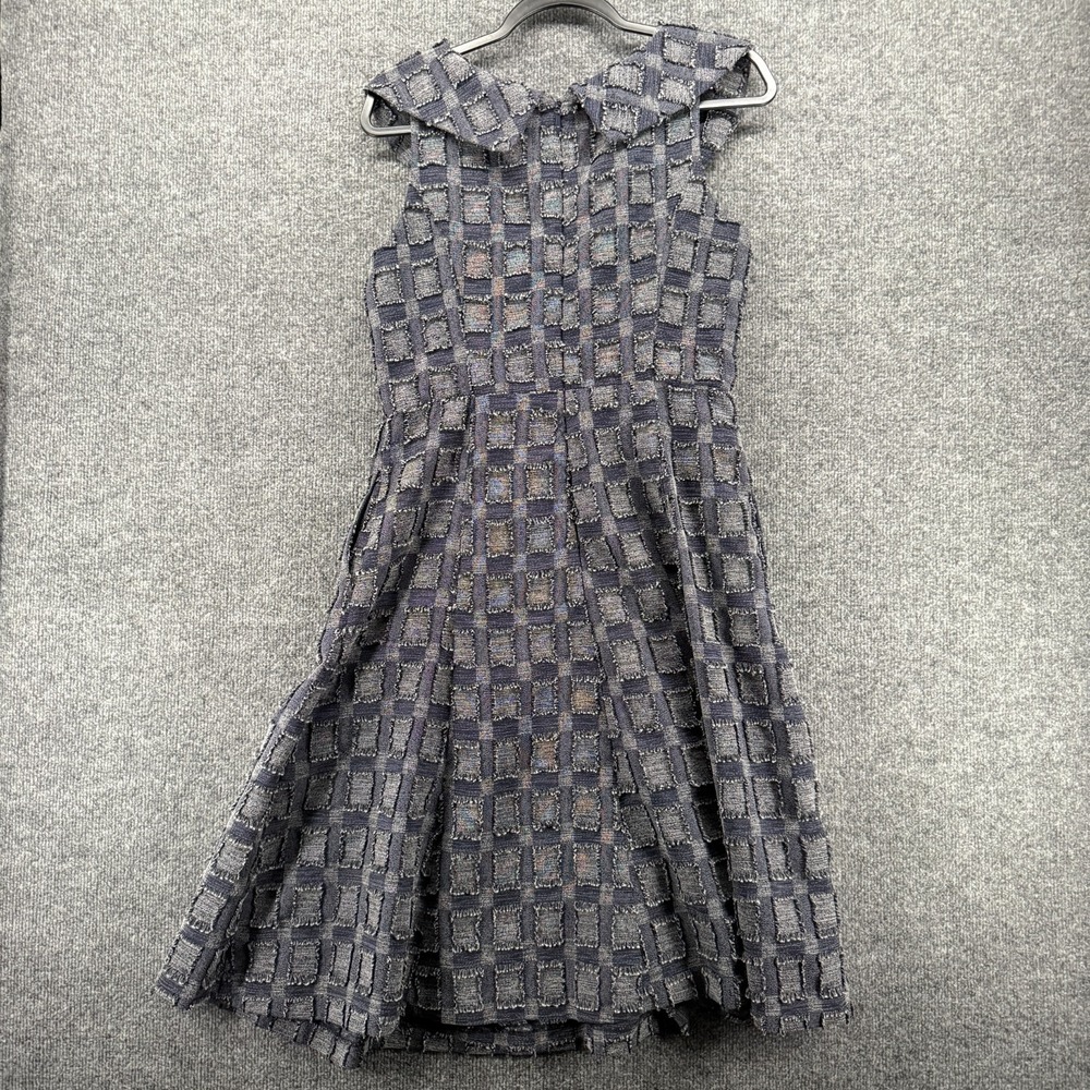 Eva Mendes Dress Womens 4 Blue Abstract A-Line Flowy Formal Classic Old Money - Picture 4 of 10